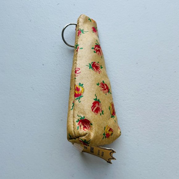Leather Floral Print Keys/Coin Holder 4 3/4” NWT France - Picture 4 of 4
